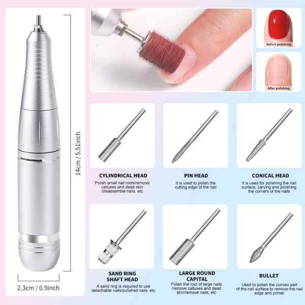 Pro Electric Nail Drill — 45,000 RPM Cordless E-File with LCD (12-Piece Kit) - Image 2
