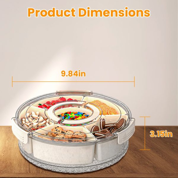 2-Pack Rotating Snack Trays with Lids — 6 Compartments, Portable, 4L Each - Image 9