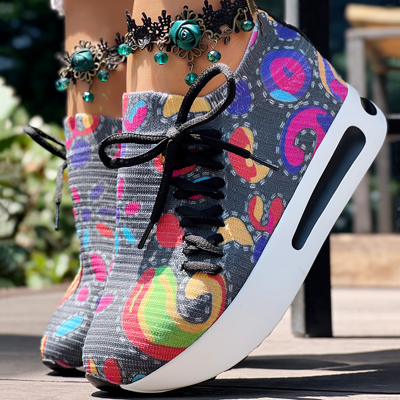 Women’s Random-Print Side Lace-Up Slip-On Sneakers — Lightweight, Elastic Fit, Low-Top 1 Women’s Random-Print Side Lace-Up Slip-On Sneakers — Lightweight, Elastic Fit, Low-Top