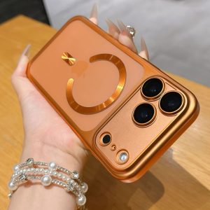 Matte-Frost Magnetic iPhone Case — Electroplated Trim, Full-Wrap PC Shield