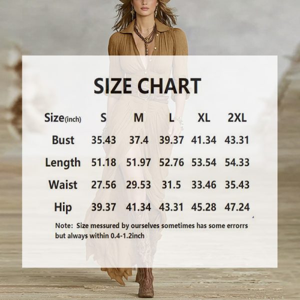 Lapel Button-Front Belted Maxi Dress with Pleated Slit Skirt - Image 10