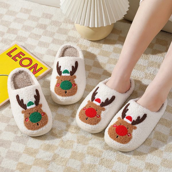 Christmas Elk Plush House Slippers — Unisex, Warm, Non-Slip, Slip-On - Image 5