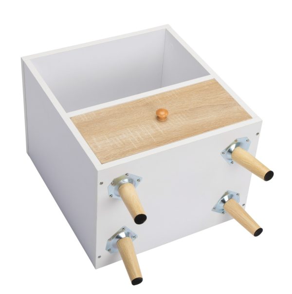 Set of 2 White Nightstands — Drawer + Closed Shelf, Pine Legs, Compact Footprint - Image 8