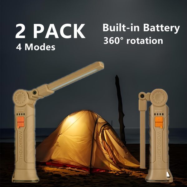 USB Rechargeable COB Work Light — Magnetic, Folding, 360° Rotation (2-Pack) - Image 4
