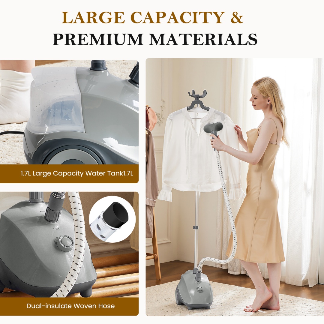 Standing Garment Steamer — 1500W power, 1.7L tank, wheels, 55-minute continuous steam 2 Standing Garment Steamer — 1500W power, 1.7L tank, wheels, 55-minute continuous steam - Image 2
