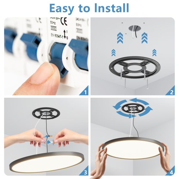 12" Ultra-Thin Dimmable LED Ceiling Lights (6-Pack) — 24W, 2880 lm, 5 CCT (2700K–6500K), Black - Image 3