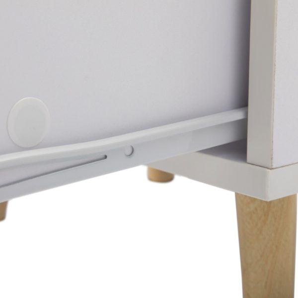Set of 2 White Nightstands — Drawer + Closed Shelf, Pine Legs, Compact Footprint - Image 6