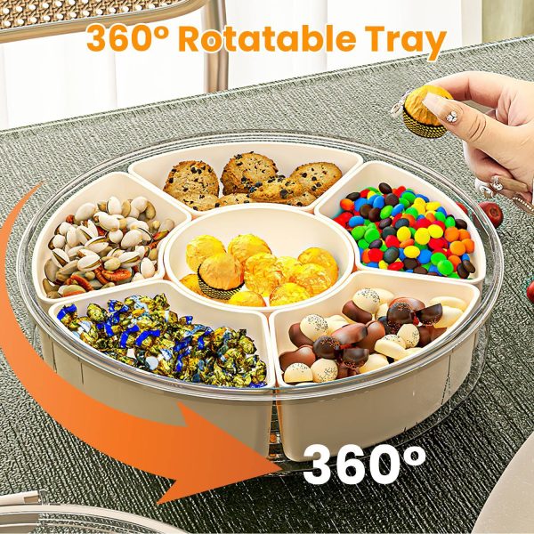 2-Pack Rotating Snack Trays with Lids — 6 Compartments, Portable, 4L Each - Image 7
