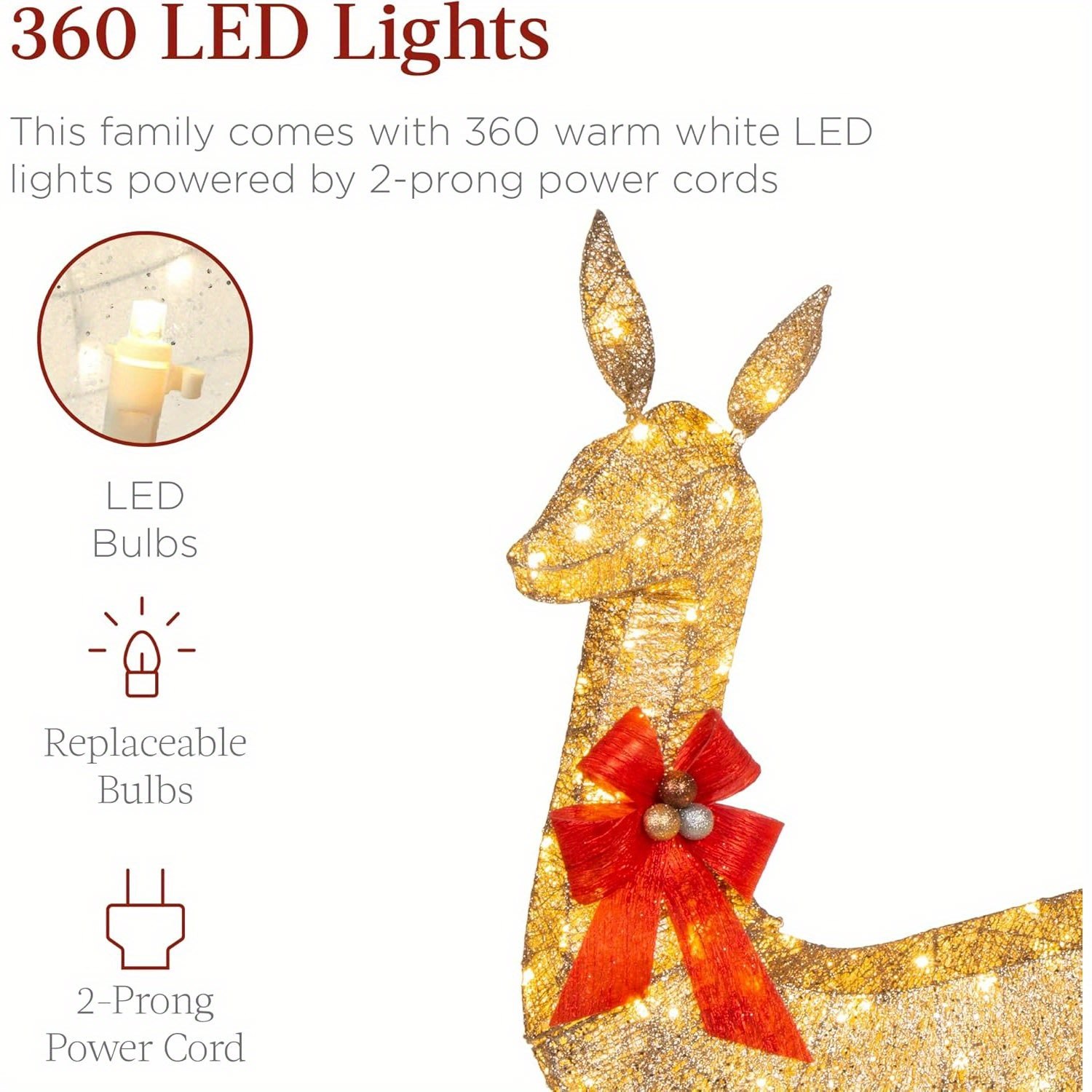 Golden LED Reindeer Trio — 3-Piece Outdoor Holiday Set 3 Golden LED Reindeer Trio — 3-Piece Outdoor Holiday Set - Image 3
