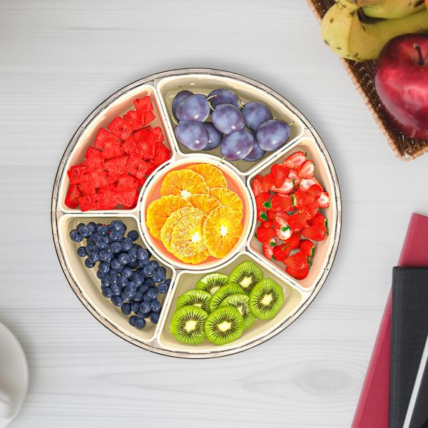 2-Pack Rotating Snack Trays with Lids — 6 Compartments, Portable, 4L Each - Image 4