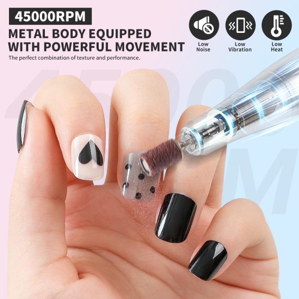 Pro Electric Nail Drill — 45,000 RPM Cordless E-File with LCD (12-Piece Kit) - Image 6
