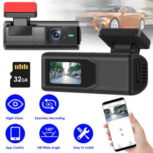 2K Front Dash Cam with Wi-Fi — 140° Wide View, Night Vision, Loop Recording, 32GB Card Included
