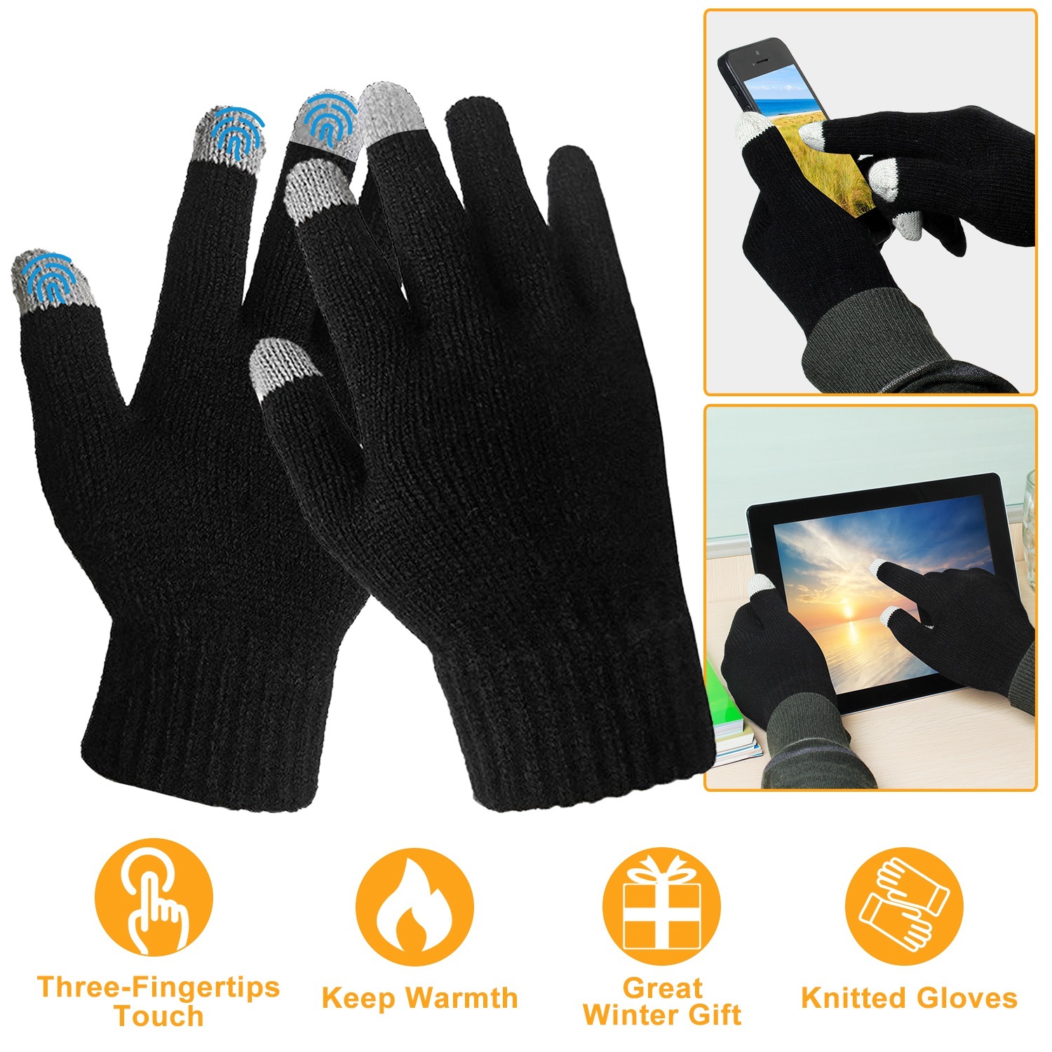 Unisex Knit Touchscreen Gloves — Full-Finger, Warm, Winter-Ready 1 Unisex Knit Touchscreen Gloves — Full-Finger, Warm, Winter-Ready
