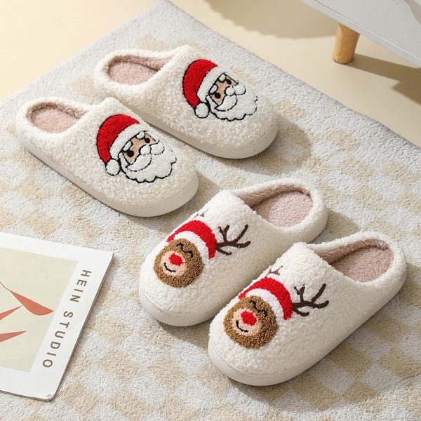 Christmas Plush House Slippers — Santa/Moose/Gingerbread, Warm Lining & Grippy TPR Sole (Unisex) - Image 3