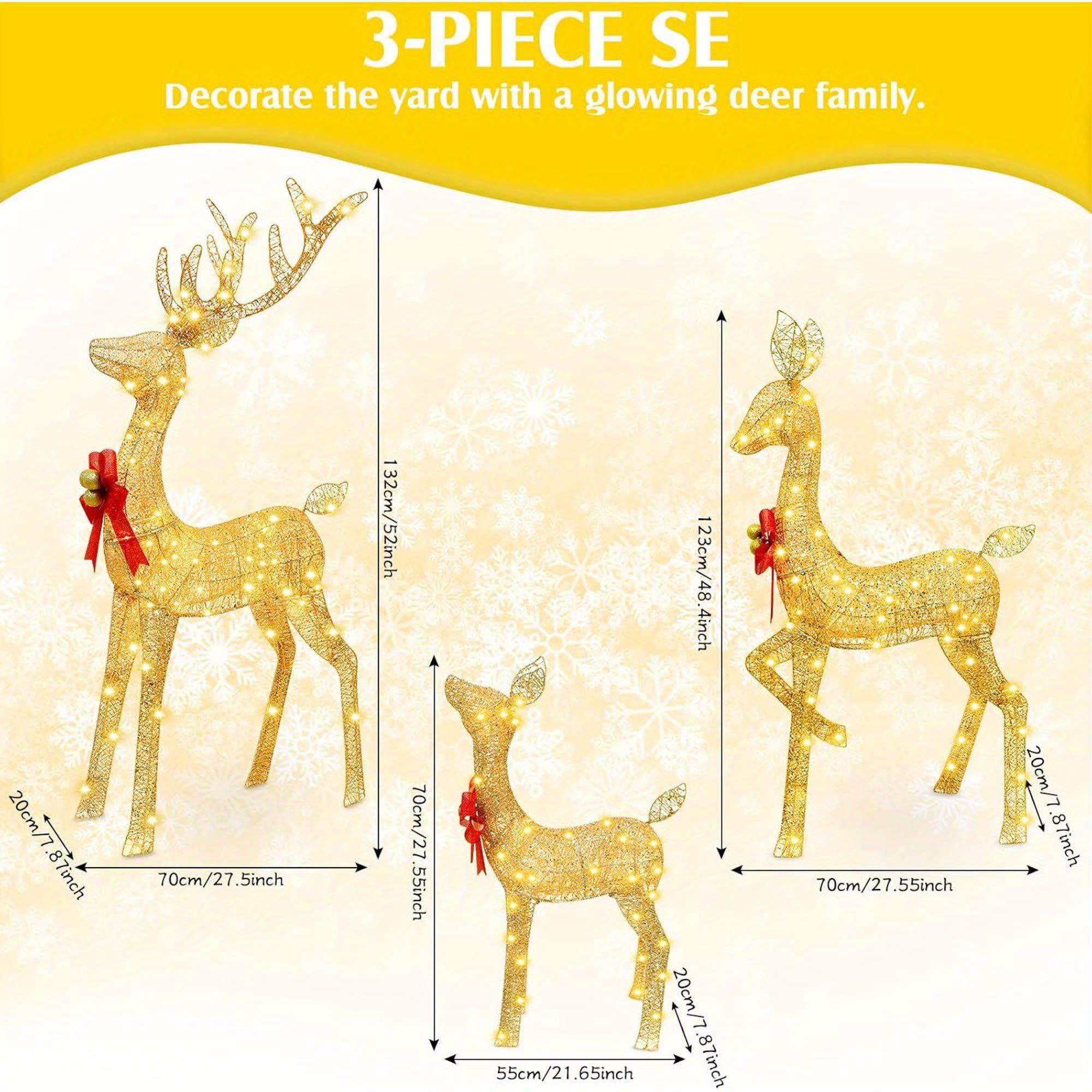Golden LED Reindeer Trio — 3-Piece Outdoor Holiday Set 9 Golden LED Reindeer Trio — 3-Piece Outdoor Holiday Set - Image 9
