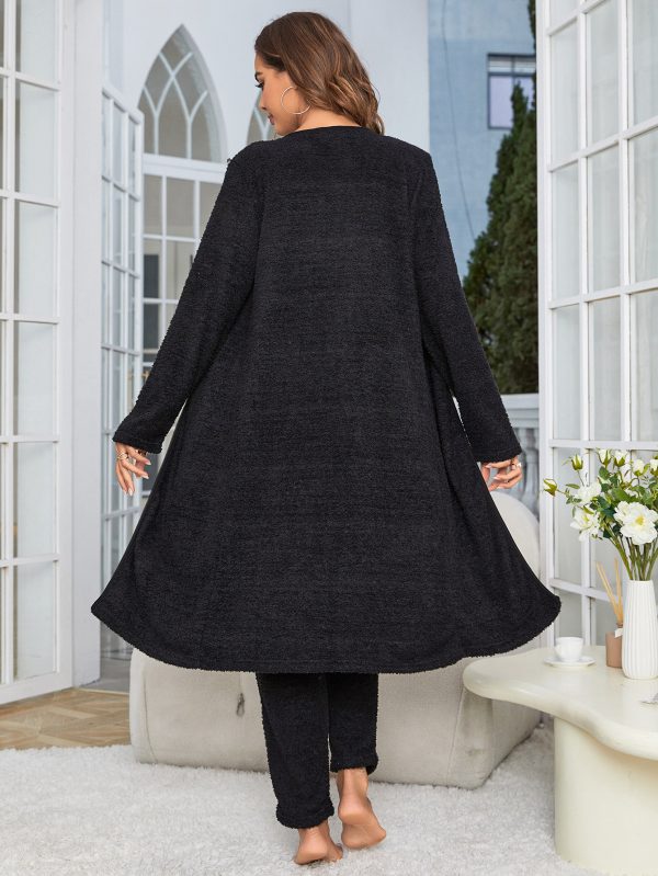 Cozy 3-Piece Fuzzy Lounge Set (Cardigan + Crop Tank + Wide-Leg Pants) - Image 5