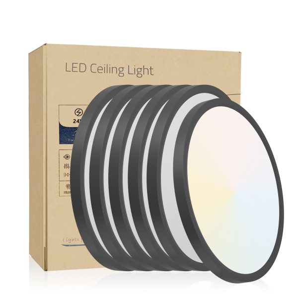 12" Ultra-Thin Dimmable LED Ceiling Lights (6-Pack) — 24W, 2880 lm, 5 CCT (2700K–6500K), Black - Image 5