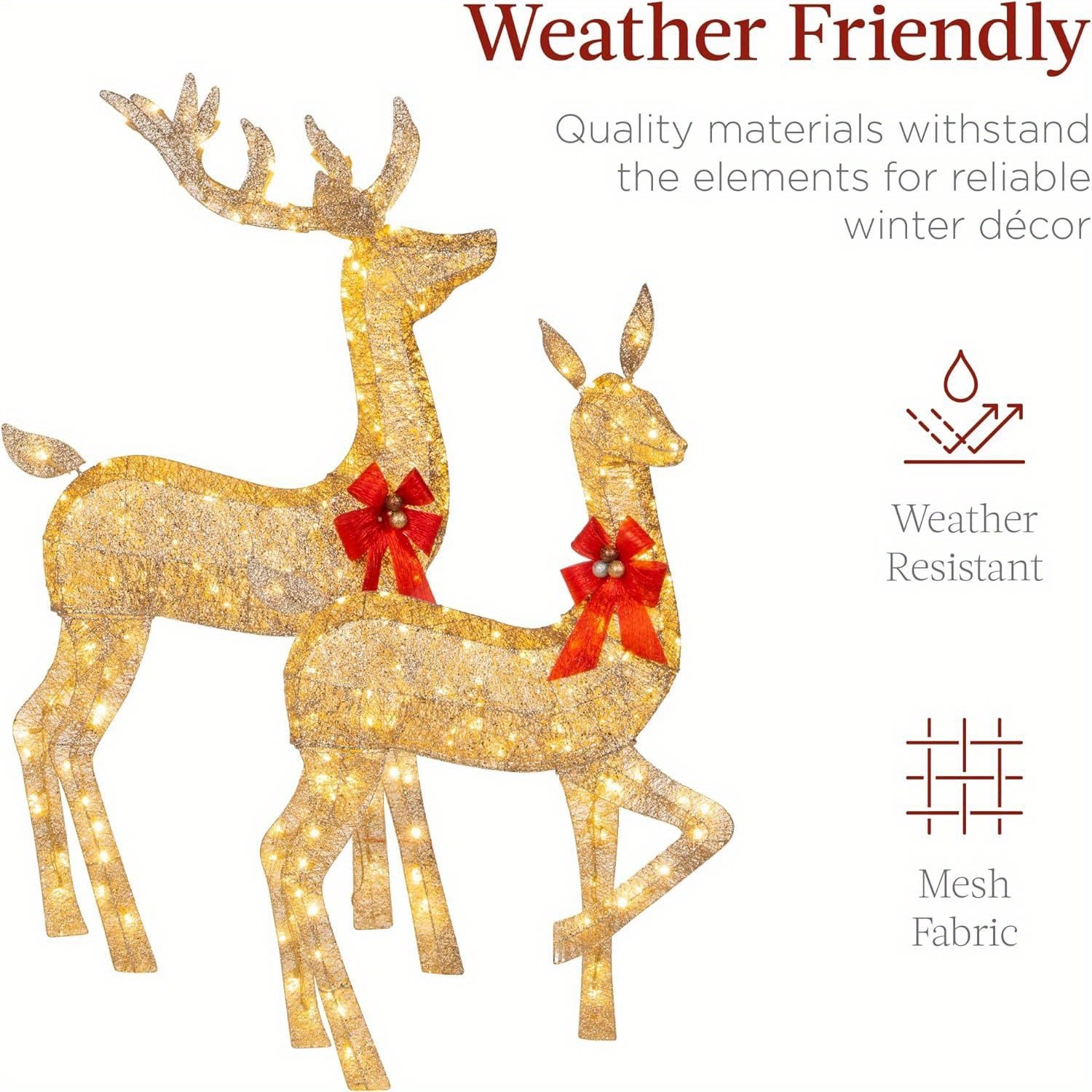 Golden LED Reindeer Trio — 3-Piece Outdoor Holiday Set 2 Golden LED Reindeer Trio — 3-Piece Outdoor Holiday Set - Image 2
