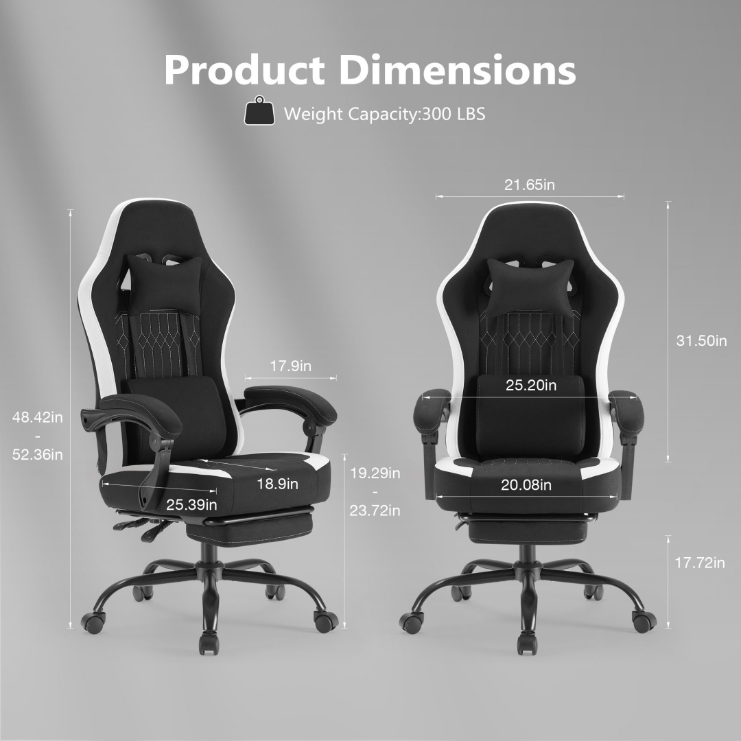 Ergonomic Gaming Chair — Pocket-Spring Seat, 90–135° Recline, Headrest & Footrest 2 Ergonomic Gaming Chair — Pocket-Spring Seat, 90–135° Recline, Headrest & Footrest - Image 2