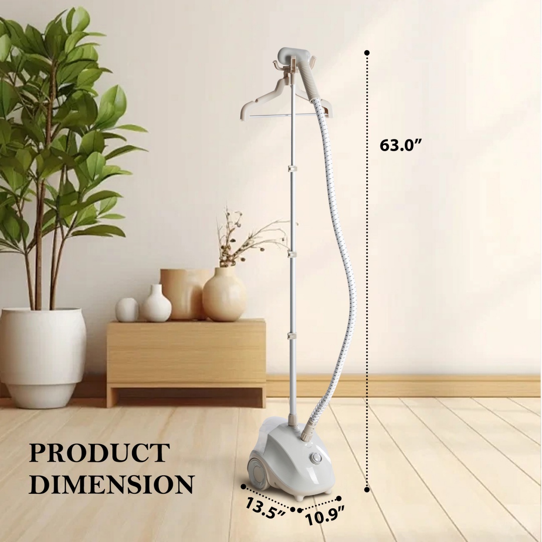 Standing Garment Steamer — 1500W power, 1.7L tank, wheels, 55-minute continuous steam 3 Standing Garment Steamer — 1500W power, 1.7L tank, wheels, 55-minute continuous steam - Image 3