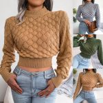 3D Diamond Cropped Knit Sweater — Textured, Warm, and Perfectly Layerable (S–L)