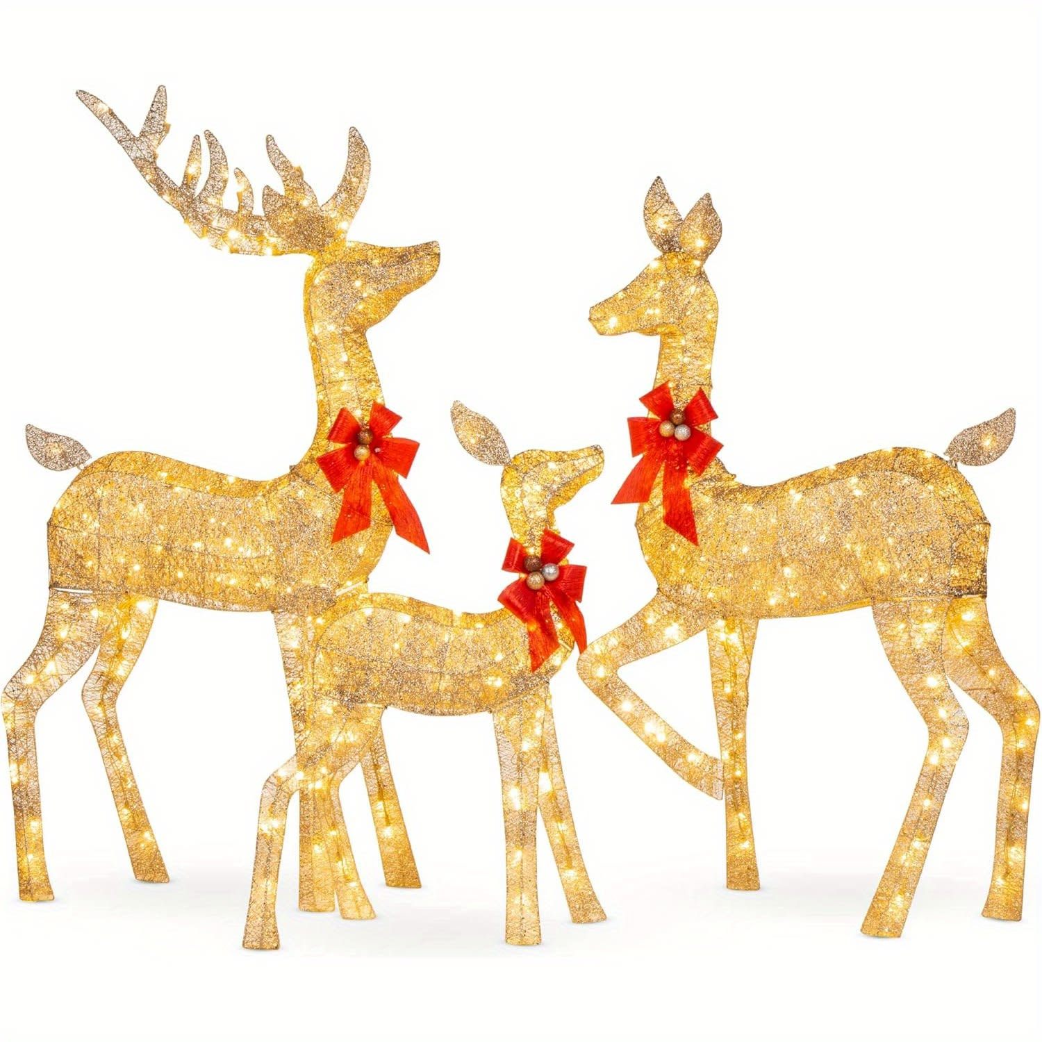 Golden LED Reindeer Trio — 3-Piece Outdoor Holiday Set 6 Golden LED Reindeer Trio — 3-Piece Outdoor Holiday Set - Image 6