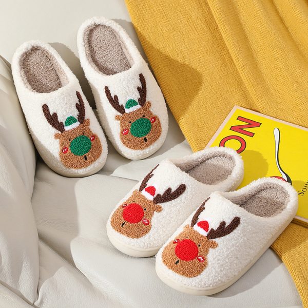 Christmas Elk Plush House Slippers — Unisex, Warm, Non-Slip, Slip-On - Image 2