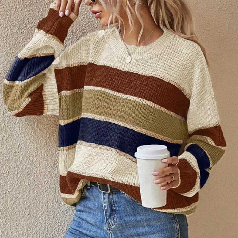 2025 Color-Block Stripe Sweater — Cozy Crewneck, Easy Fit, Instant Mood Boost 3 2025 Color-Block Stripe Sweater — Cozy Crewneck, Easy Fit, Instant Mood Boost - Image 3