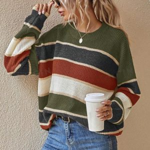 2025 Color-Block Stripe Sweater — Cozy Crewneck, Easy Fit, Instant Mood Boost