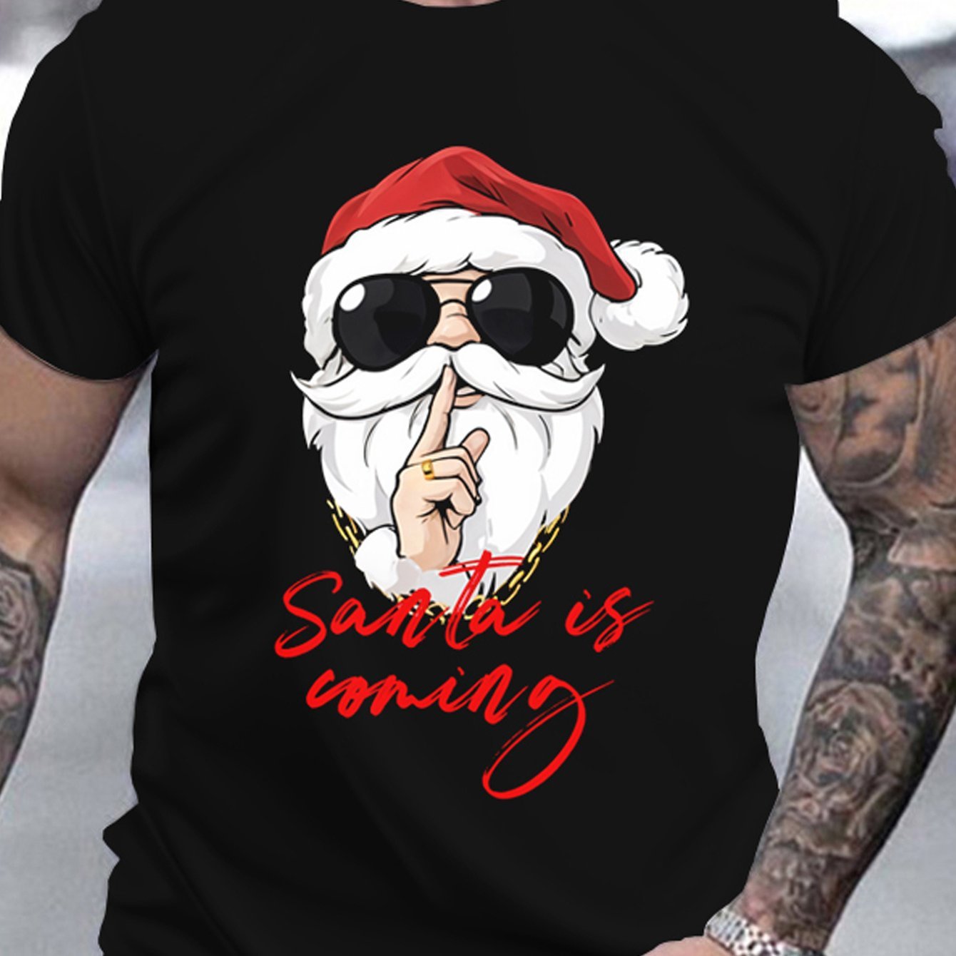 Men's Holiday Santa Claus 3D Printed T-shirt - Breathable, Stretchy, Summer-Ready 1 Men's Holiday Santa Claus 3D Printed T-shirt - Breathable, Stretchy, Summer-Ready