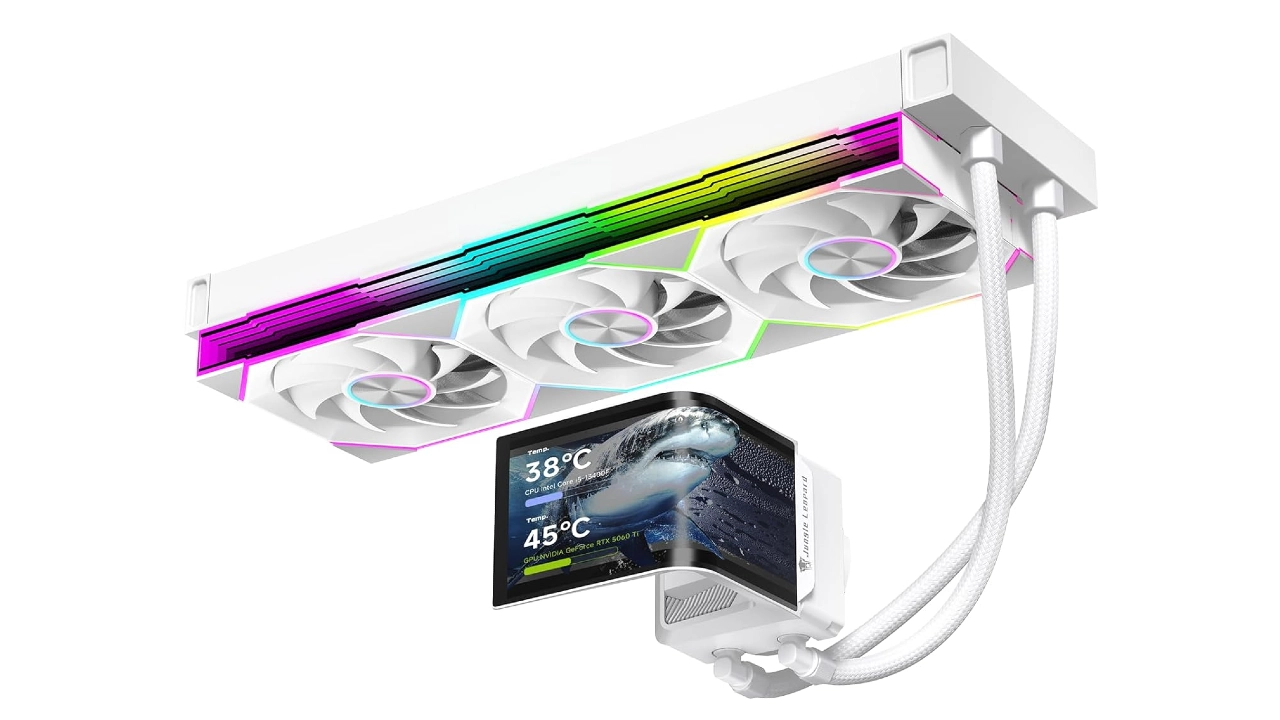 Jungle Leopard 360mm AIO CPU Cooler with 6.67" 2K AMOLED Screen (White)